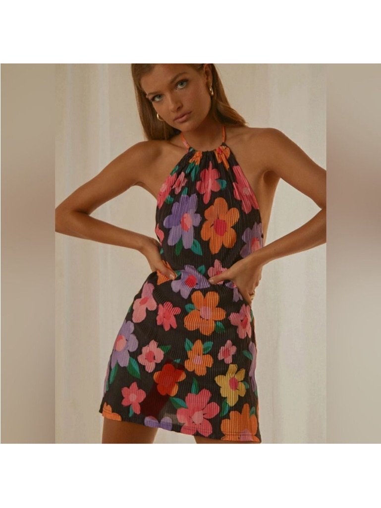 Peppermayo Love From Europe Floral Plisse Halter Dress 2